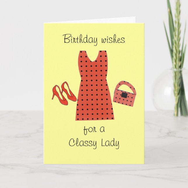 Carte Classy Lady Anniversaire  - Vêtements de Designer (Devant)