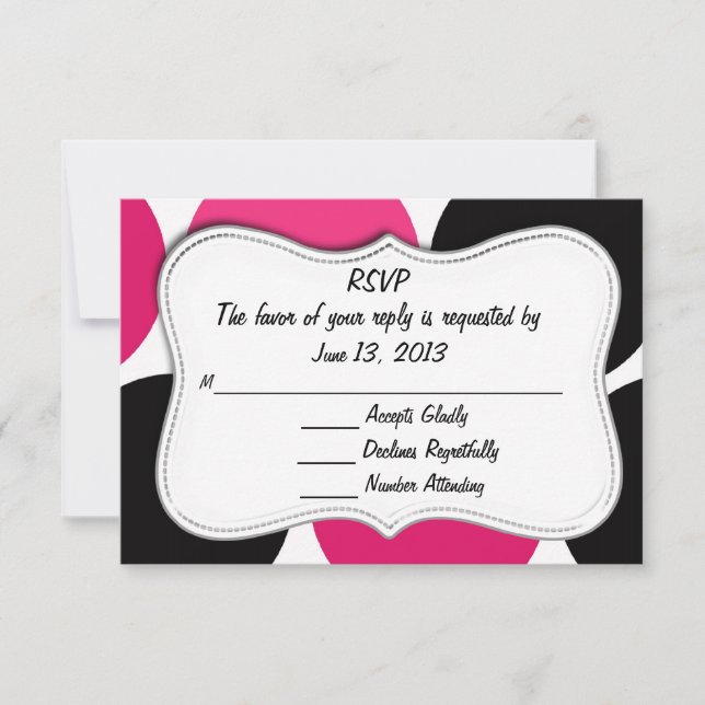 Carte Classy RSVP Pink et Pointe Polka noire (Devant)