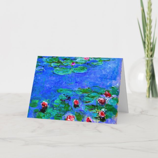 Carte Claude Monet art : Lys à eau (rouge), (Devant)