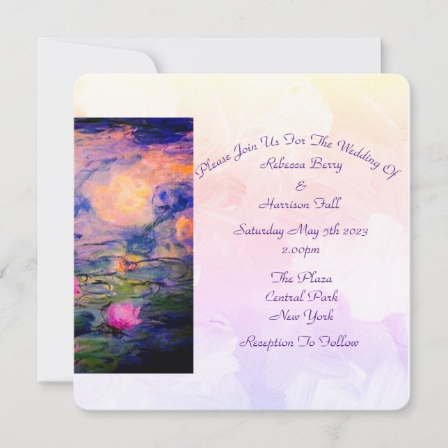 Carte Claude Monet Nénuphars Vintages Mariage Invite (Devant)