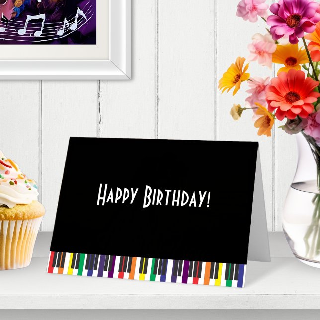 Carte Clavier Arc-en-ciel pour un Joyeux Anniversaire (Rainbow Piano Keys Personalized Birthday Card)
