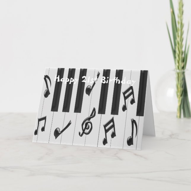 Carte Clavier de piano Personnalisé 21e anniversaire (Devant)