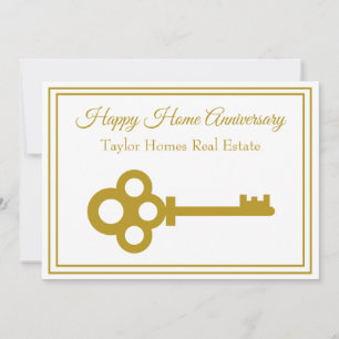 Carte Clé en or chic Real Estate Joyeux Anniversaire de