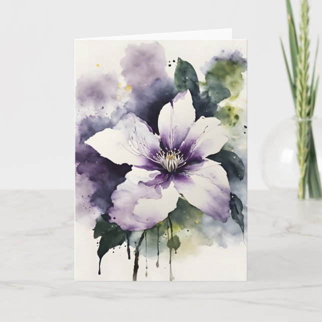 Carte Clematis - Watercolor flowers (Devant)