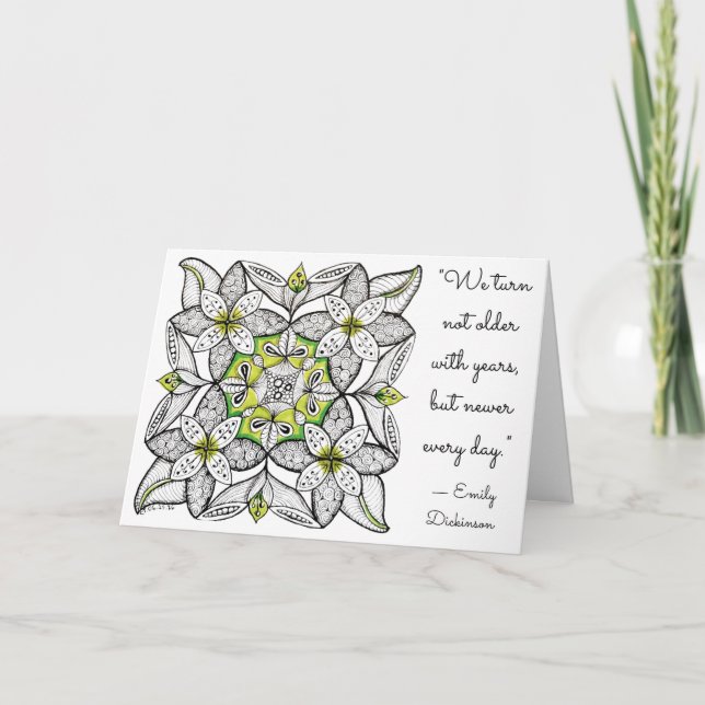 Carte Clematite blanche dessinée à la main et citation d (Devant)