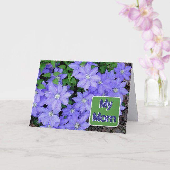 CARTE CLÉMATITE BLEUE/MA MÈRE/BONNE FÊTE MAMAN (Orchidée)