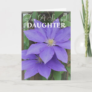 Carte Clématite Violette Fille Fête des Mères Floral