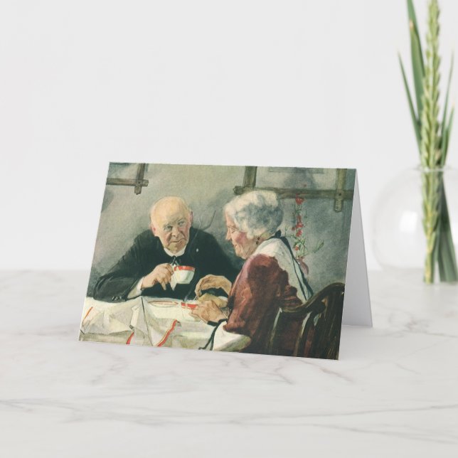 Carte Clergé vintage, café ou thé avec prêtre (Devant)