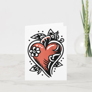 Carte Clic coeur de style de tatouage vintage Rouge Ragl