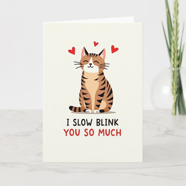 Carte Clin d'œil Lent d'Amour de Chat (Devant)