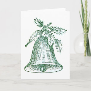 Carte Cloche de Noël avec houx