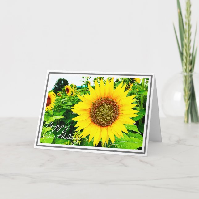 Carte Closeuse de tournesol jaune vibrant en champ (Devant)
