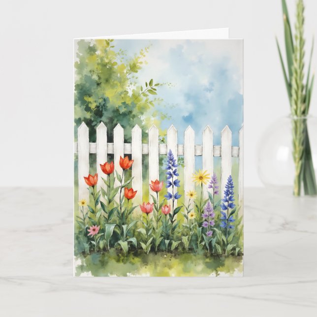 Carte Clôture à piquets avec fleurs de sympathie (Devant)