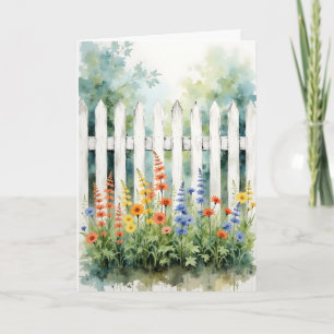 Carte Clôture Picket Fleurs pour Penser à Vous
