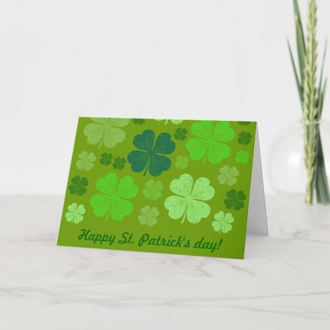 Carte Clovers verts, Lucky Clovers, Saint Patrick's Day (Devant)