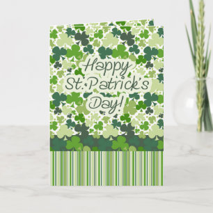 Carte Clovers verts, Shamrocks, Bonne Saint Patrick !