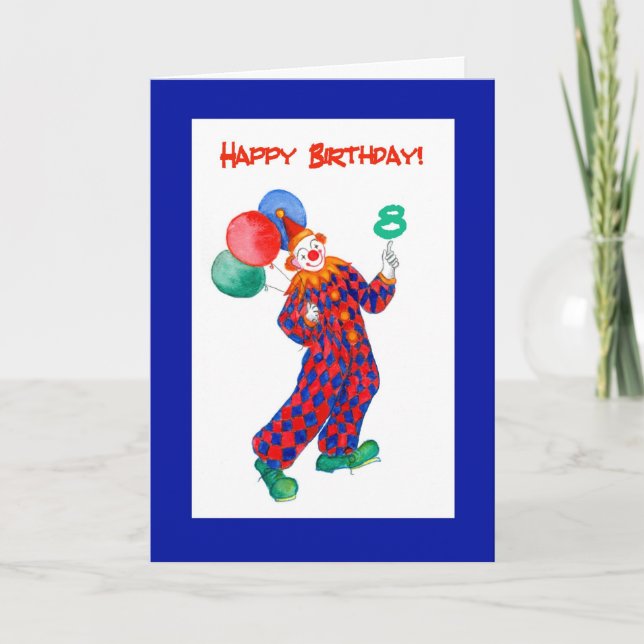 Carte Clown 8e anniversaire (Devant)