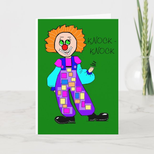 Carte Clown coloré Knock-knock Anniversaire (Devant)