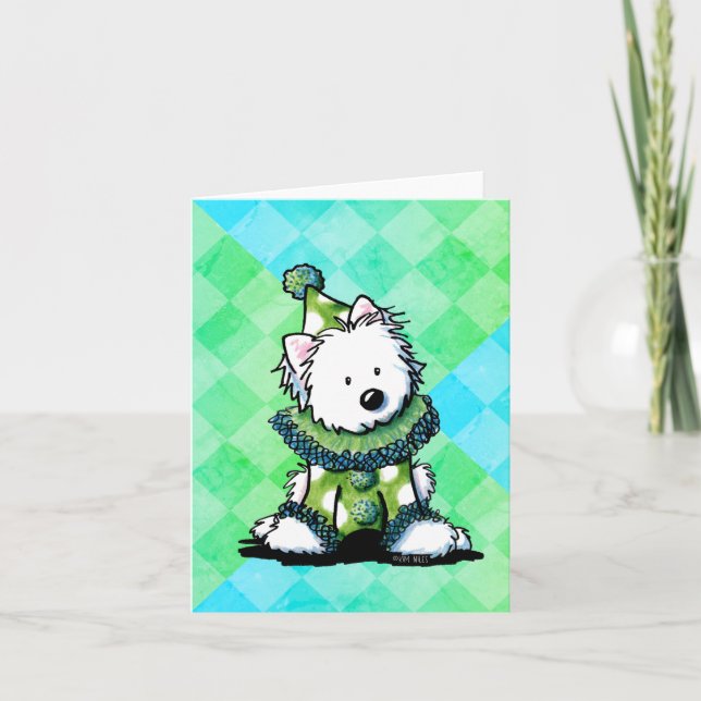 Carte Clown de cirque Westie vert (Devant)