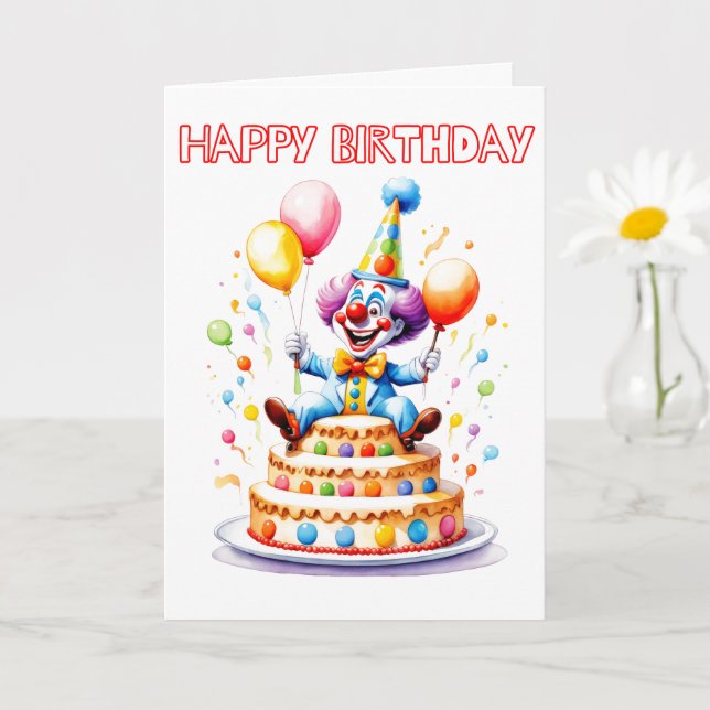 Carte Clown de fête d'anniversaire festive (Petite plante)