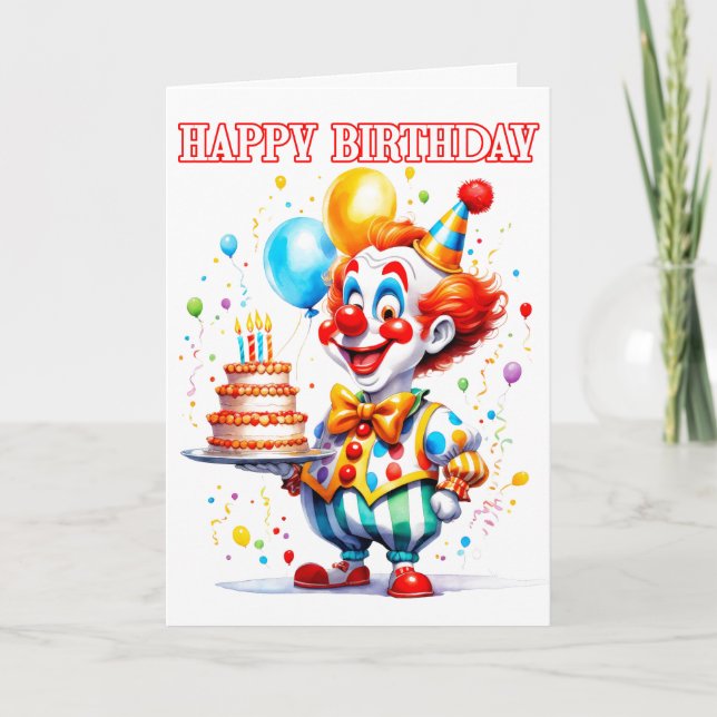 Carte Clown de Fête d'Anniversaire Joyeuse (Devant)