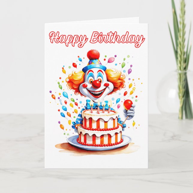 Carte Clown de fête d'anniversaire pour enfants (Devant)