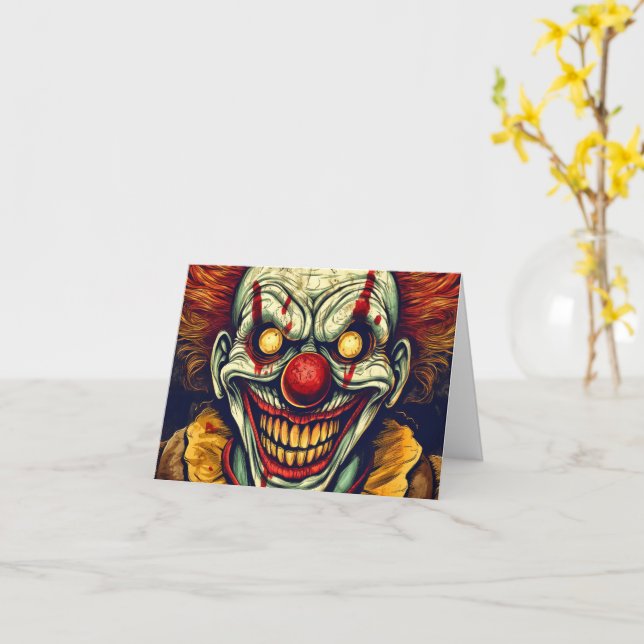 Carte Clown déplaisant | Bonne Halloween (Fleur jaune)
