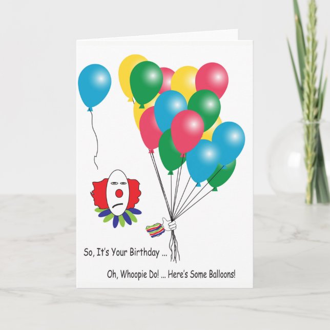 Carte Clown sarcastique avec gccnt Balloons (Devant)