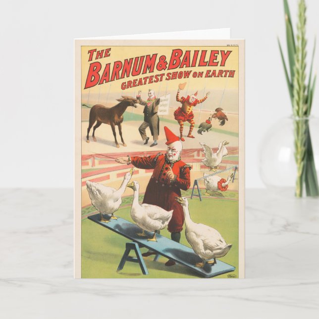 Carte Clowns Avec Oies, Coqs Et Âne. (Devant)