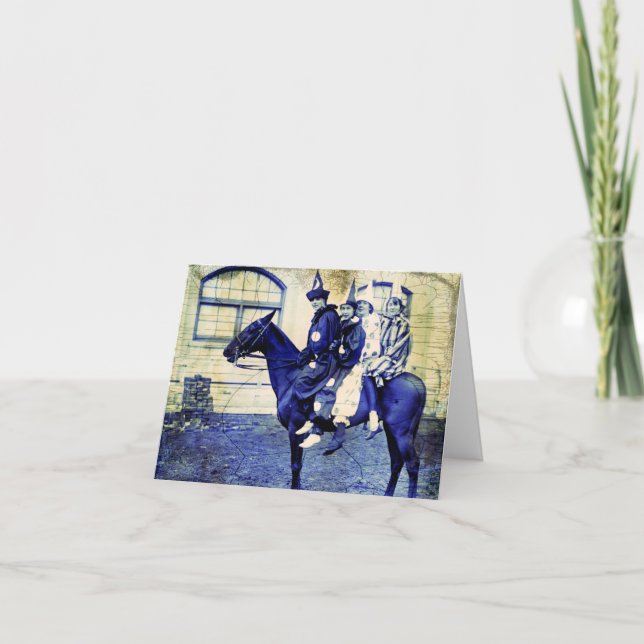 Carte Clowns d'Halloween sur un cheval (Devant)