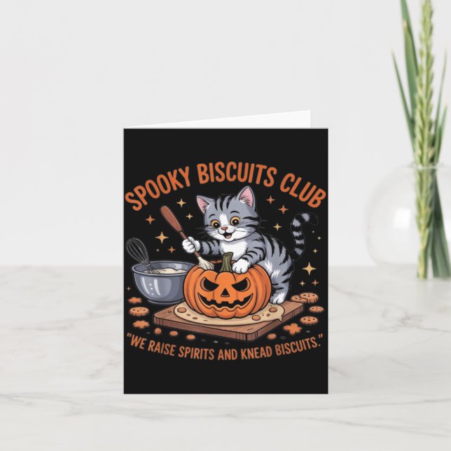 Carte Club de biscuits effrayants Chat Halloween drôle (Devant)