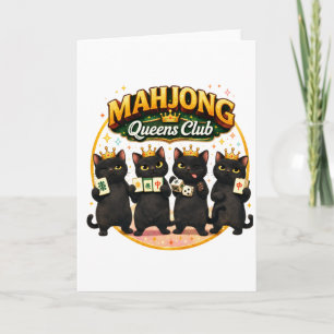 Carte Club des Reines de Mahjong Chats Noirs Mignons