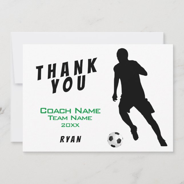 Carte Coach Merci Vert Football Football (Devant)