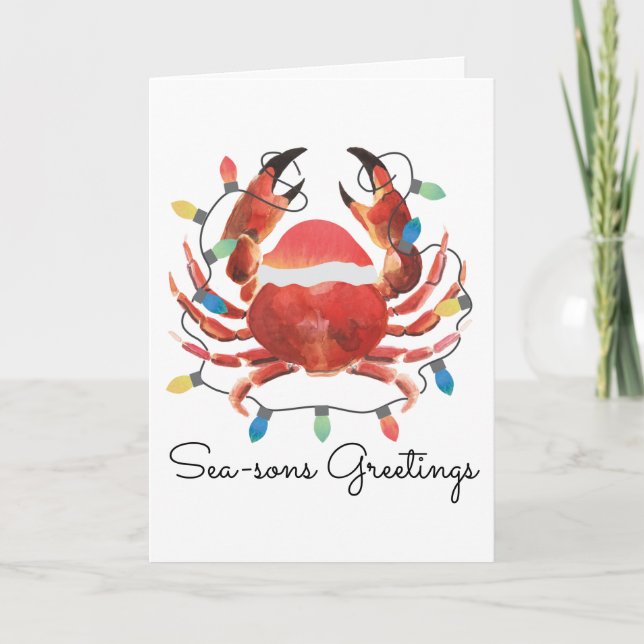 Carte Coastal Beach Christmas Nautical Crab Holiday (Devant)