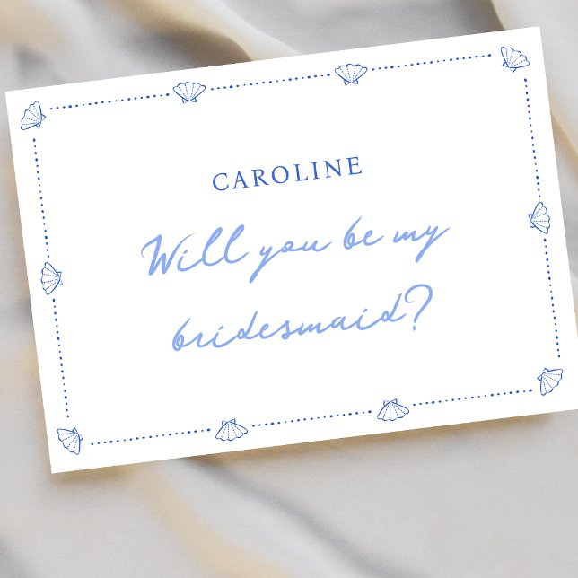 Carte Coastère Chic Coque Bordure Bleu Bridesmaid Propos (Créateur téléchargé)