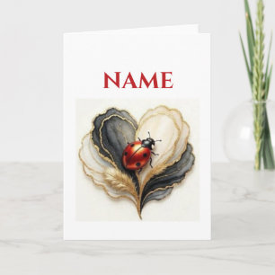 Carte Coccinelle Cocardière Feuille de cœur