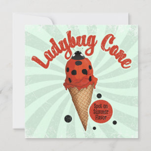Carte Coccinelle fantaisiste Art de glace rétro vintag
