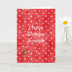 Carte Coccinelle Rouge Points Blancs Anniversaire