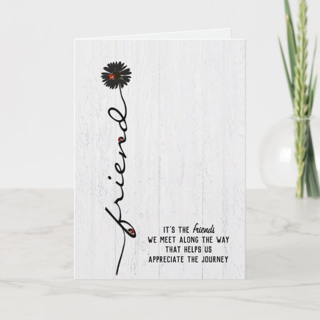 Carte coccinelles de l'amitié sur une marguerite noire (Devant)