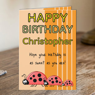 Carte Coccinelles enfants ajoutent un nom anniversaire o
