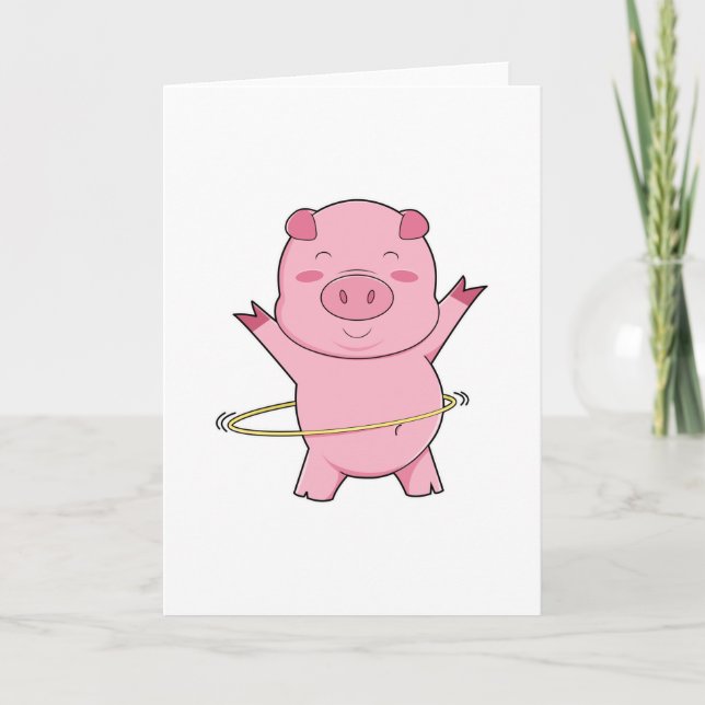 Carte Cochon à la forme physique avec anneau de swing (Devant)