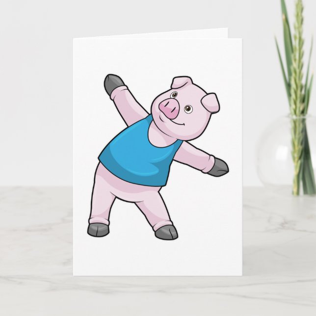 Carte Cochon au Yoga Étirement (Devant)