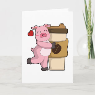 Carte Cochon avec café à emporter