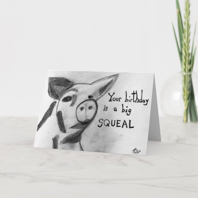 Carte Cochon Big Deal Salutation d'anniversaire (Devant)