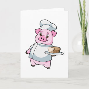 Carte Cochon comme chef avec Plateau et Cake