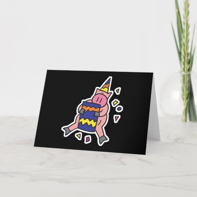 Carte cochon d'anniversaire mignon (Devant)