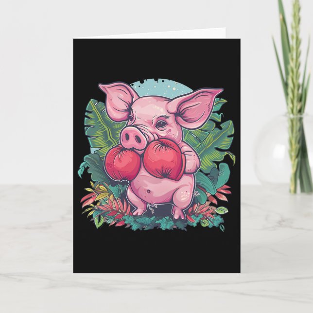 Carte Cochon de boxe avec gants de boxe Kickboxing Box d (Devant)