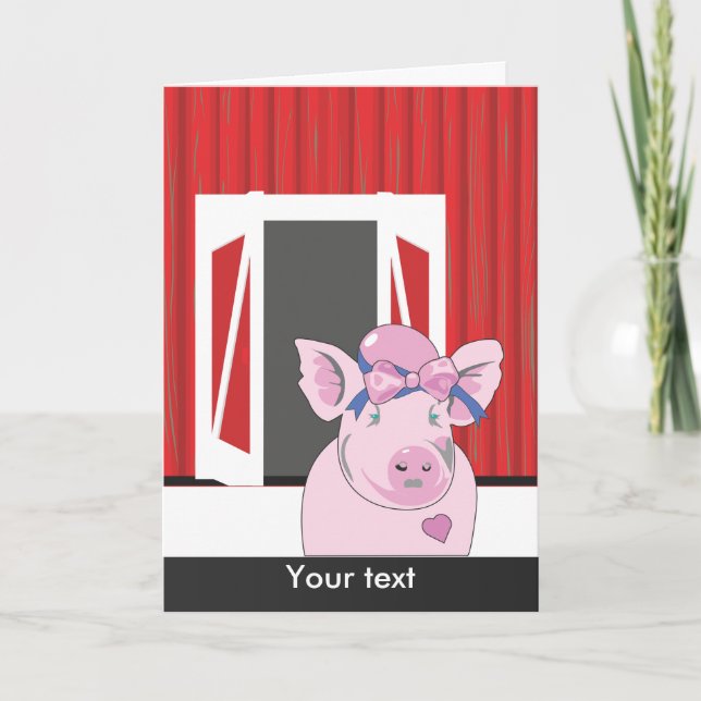 Carte Cochon de fille drôle avec salutation de grange (Devant)