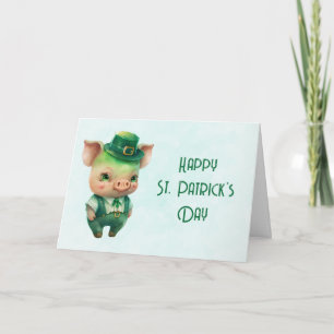 Carte Cochon de la Saint-Patrick vert mignon