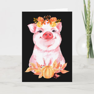 Carte Cochon Floral Mignon Drôle D'automne De La Ferme A